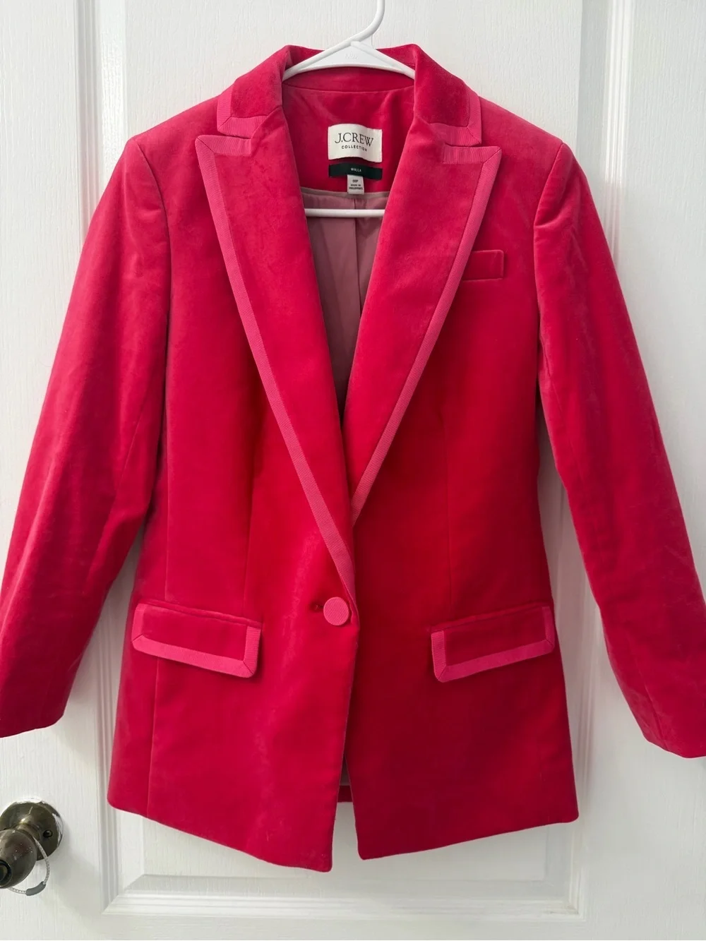 J.Crew Collection Willa Blazer in Tipped Stretch Velvet (Size 00P)